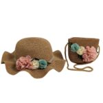 Παιδικό Καπέλο Ψάθινο Σετ Με Τσαντάκι Garden 3-7 Χρονών Καφέ