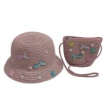 Παιδικό Καπέλο Ψάθινο Σετ Με Τσαντάκι Mermaid 1-4 Χρονών Ροζ