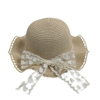 Παιδικό Καπέλο Ψάθινο Love 6-14 Χρονών Μπεζ