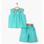 Παιδικό Σετ Καρό Με Βερμούδα Carrot Πράσινο 100% Βαμβάκι