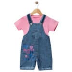 Παιδική Σαλοπέτα Τζιν Με T-shirt Pretty Love Ροζ