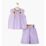 Παιδικό Σετ Καρό Με Βερμούδα Avocado Μωβ 100% Βαμβάκι