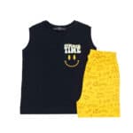 Βρεφικό Σετ Αμάνικο Με Σορτς Summer Time Μπλε Σκούρο