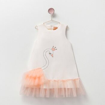 παιδικό φόρεμα βάπτισης κορίτσι κύκνος εκρού με τούλι