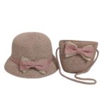 Παιδικό Καπέλο Ψάθινο Σετ Με Τσαντάκι Bow 1-4 Χρονών Ροζ