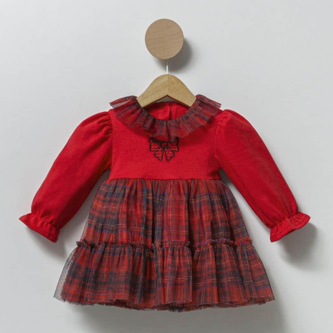 Βρεφικό Φόρεμα Καρό Bow Κόκκινο