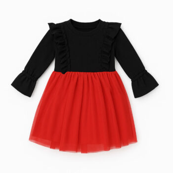 Παιδικό Φόρεμα Με Βολάν Και Τούλι Μαύρο