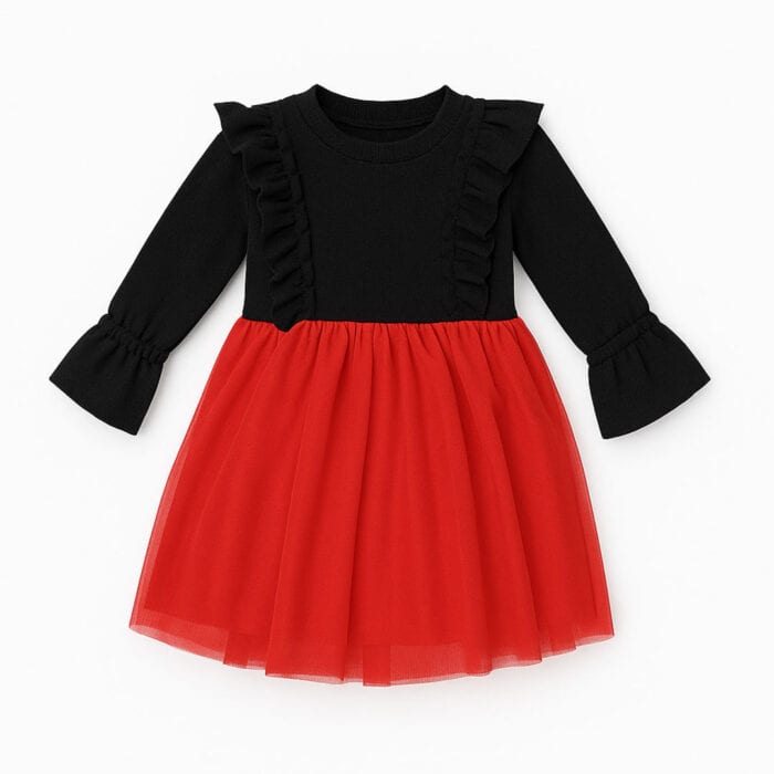 Παιδικό Φόρεμα Με Βολάν Και Τούλι Μαύρο - Image 2