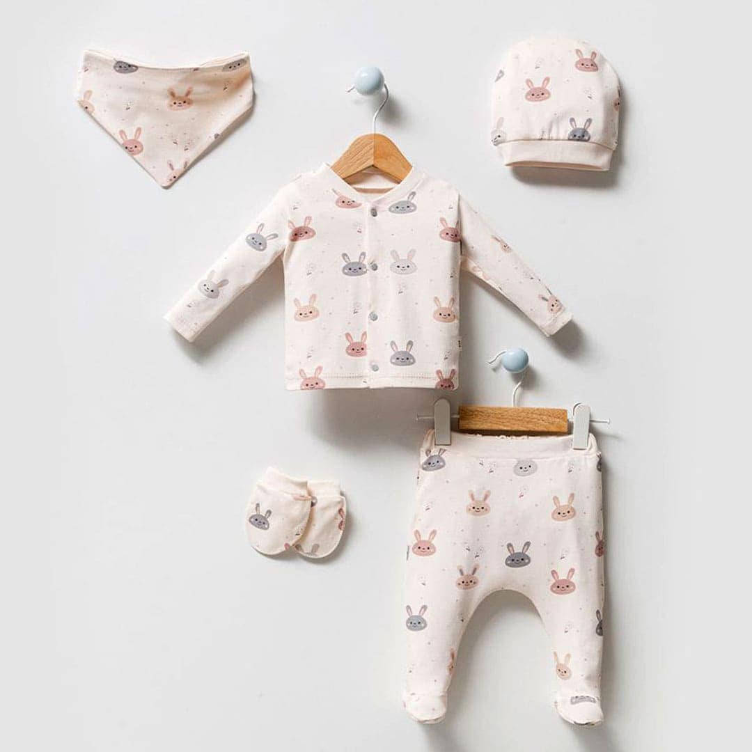 vrefiko-set-bunny-organic-cotton σετ νεογέννητου 100% οργανικό βαμβάκι κουνελάκι