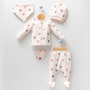 σετ νεογέννητου 100% οργανικό βαμβάκι καρδούλες