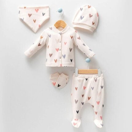 σετ νεογέννητου 100% οργανικό βαμβάκι καρδούλες