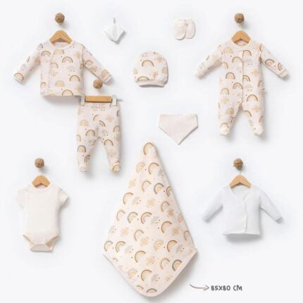 σετ νεογέννητου 100% οργανικό βαμβάκι με rainbow σχέδιο