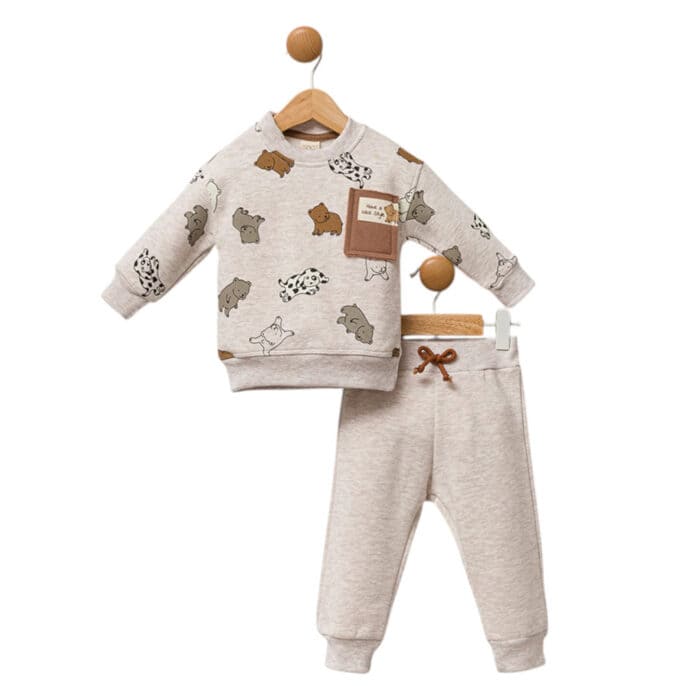 Βρεφική Φόρμα Φούτερ Bear Μπεζ - Image 2