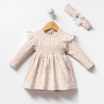 Φόρεμα Με Κορδέλα Μπεζ 100% Οργανικό Βαμβάκι