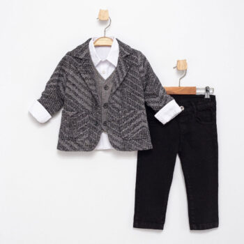 Παιδικό Κοστούμι με Γιλέκο κ Σακάκι Γκρι