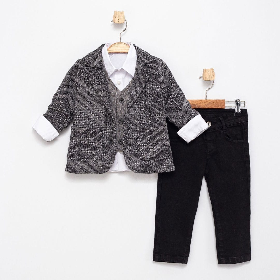Παιδικό Κοστούμι με Γιλέκο κ Σακάκι Γκρι