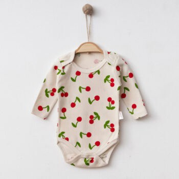 Βρεφικό Φορμάκι Μακρυμάνικο Cherry Μπεζ 100% Βαμβάκι