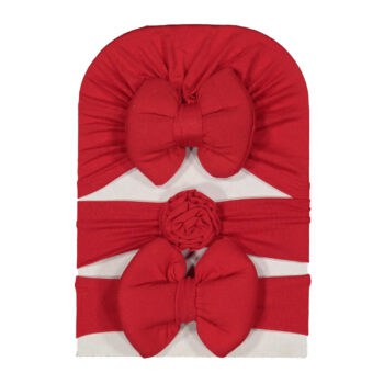 Βρεφικό Σετ Τουρμπάνι Με Κορδέλες Κόκκινο 3 τμχ