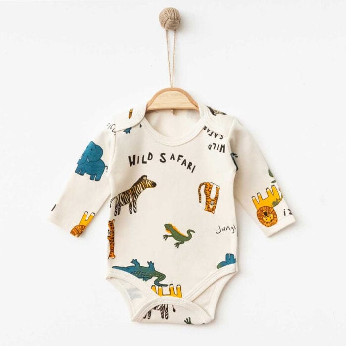 Βρεφικό φορμάκι μακρυμάνικο Safari Μπεζ 100% Βαμβάκι - Image 2