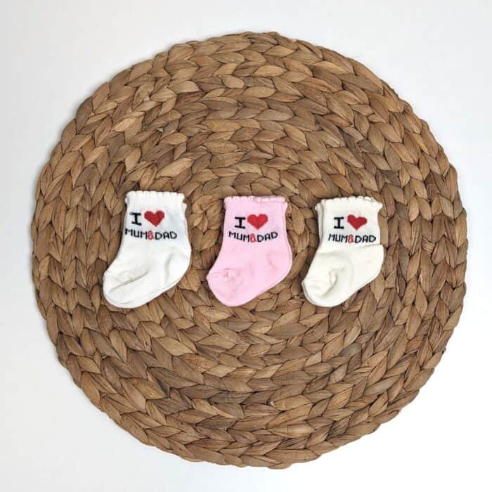 Βρεφικά καλτσάκια I ❤️ Mum & Dad  3 Ζευγάρια - Image 2