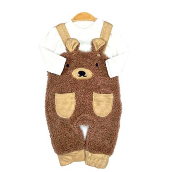 Βρεφική Σαλοπέτα Σετ Με Μπλούζα 🐻 Καφέ