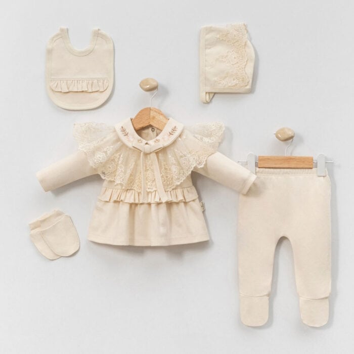 Σετ Ρούχων Νεογέννητου Με Δαντέλα Romantic 5τεμ - Image 2