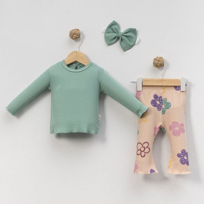 Βρεφικό Σετ Με Κορδέλα 💐 Πράσινο - Image 2