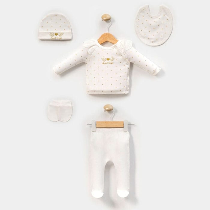 Σετ Ρούχων Νεογέννητου Με φτερά Αγγέλου 5 τεμ - Image 2