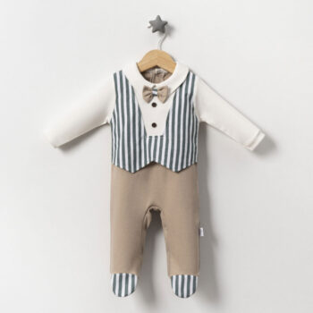 Φορμάκι Ολόσωμο Με Παπιγιόν κ Πράσινες Ρίγες