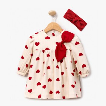 Βρεφικό Φόρεμα Με Κορδέλα Bow Εκρού
