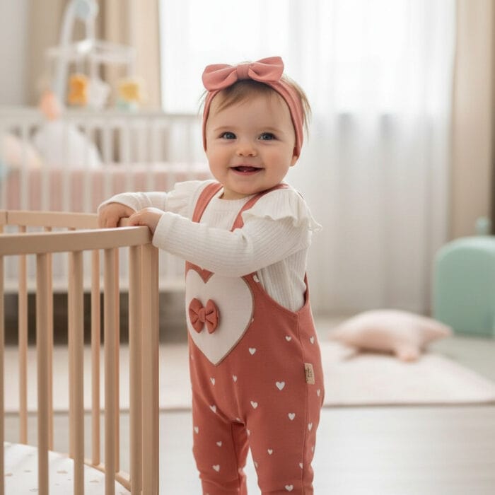 Βρεφική Σαλοπέτα Σετ Με Μπλούζα κ Κορδέλα Baby Love - Image 2