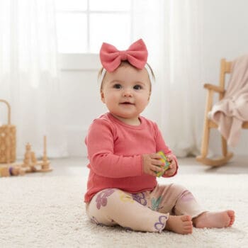 Βρεφικό Σετ Με Κορδέλα 💐 Κοραλλί - Image 2