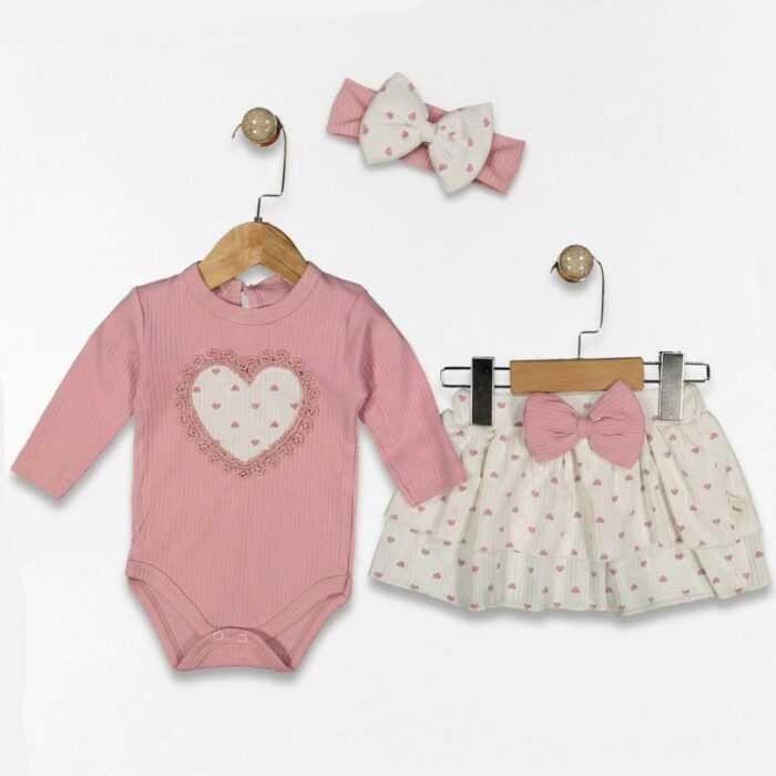 Βρεφικό Σετ Με Κορδέλα💗Pink Heart - Image 2