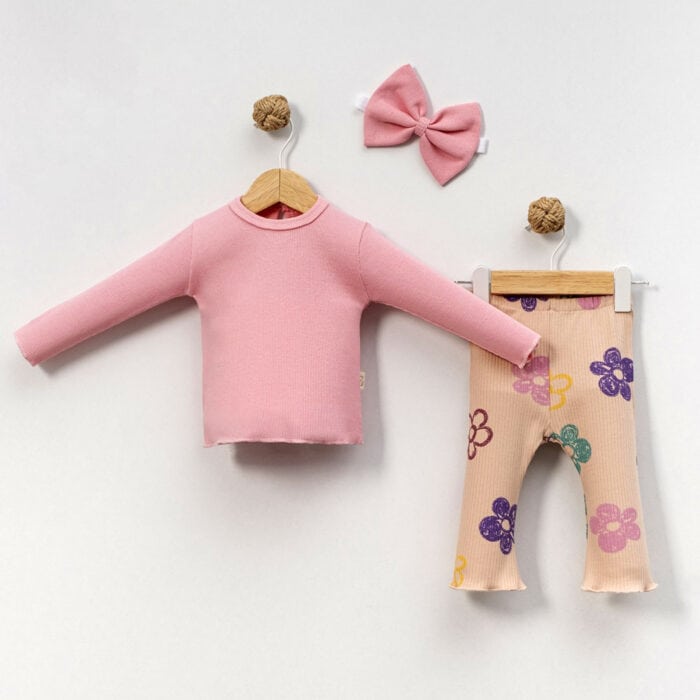 Βρεφικό Σετ Με Κορδέλα 💐 Ροζ - Image 2