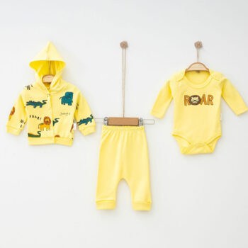 Βρεφικό Σετ Με ζακέτα Roar Κίτρινο 100% βαμβάκι