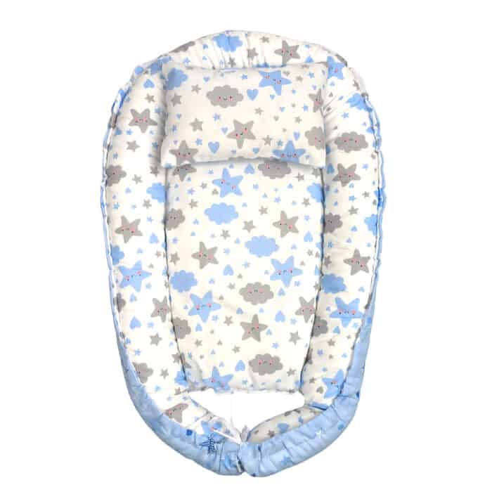Βρεφική Φωλία Ύπνου Με Μαξιλάρι 🌟 Γαλάζια 50χ70 εκ. - Image 2