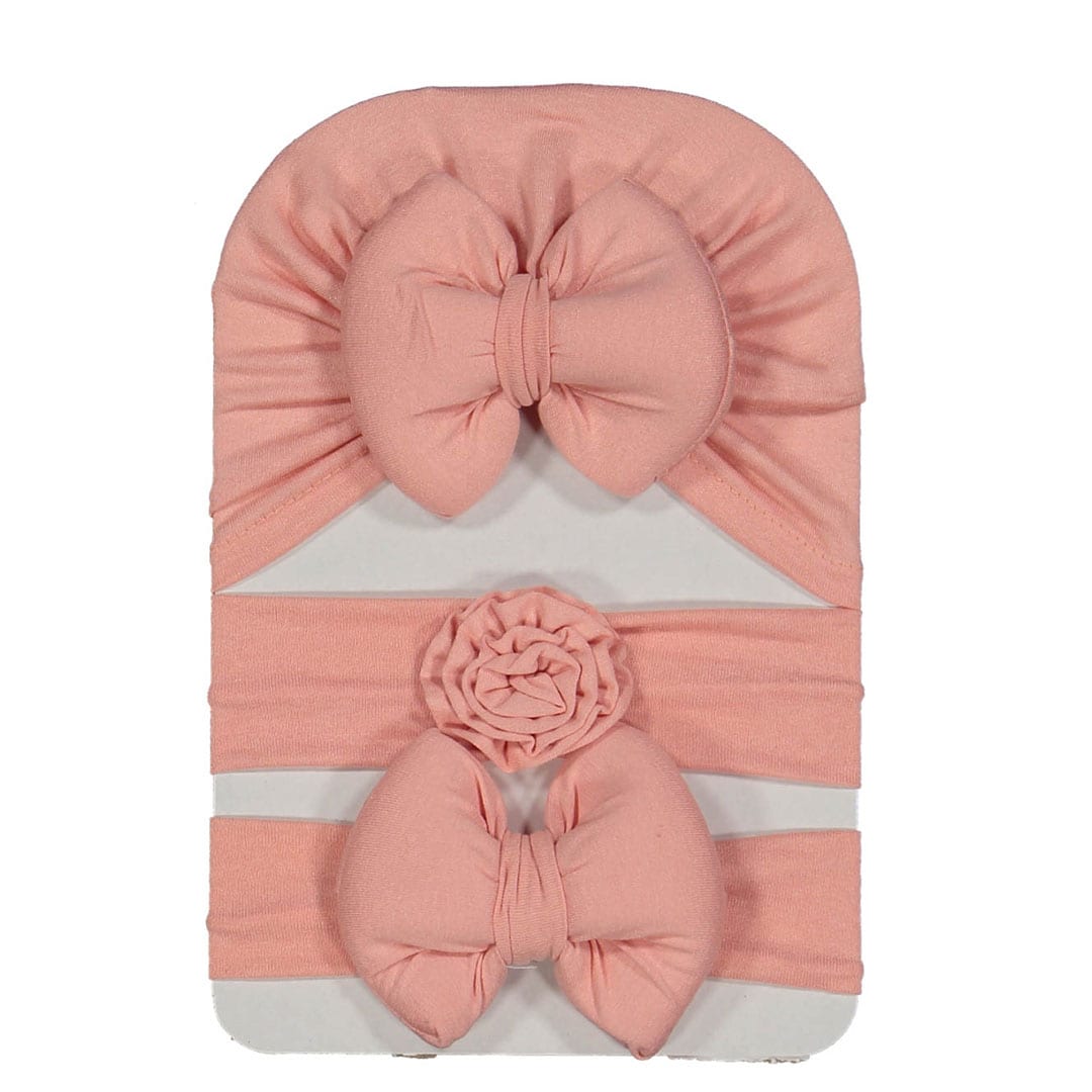 Βρεφικό Σετ Τουρμπάνι Με Κορδέλες Σομον 3 τμχ