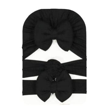 Βρεφικό Σετ Τουρμπάνι Με Κορδέλες Μαύρο 3 τμχ