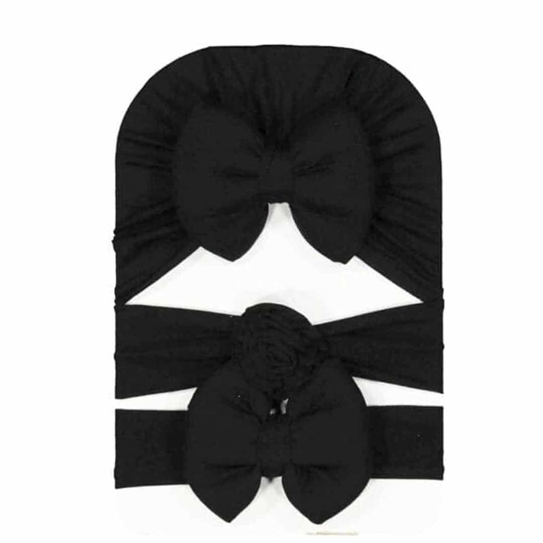 Βρεφικό Σετ Τουρμπάνι Με Κορδέλες Μαύρο 3 τμχ