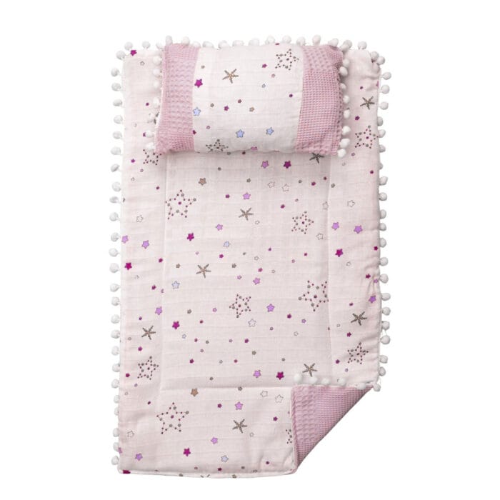 Αλλαξιέρα Στρωματάκι Με Μαξιλάρι Pon Pon 38χ63 εκ Ροζ - Image 2