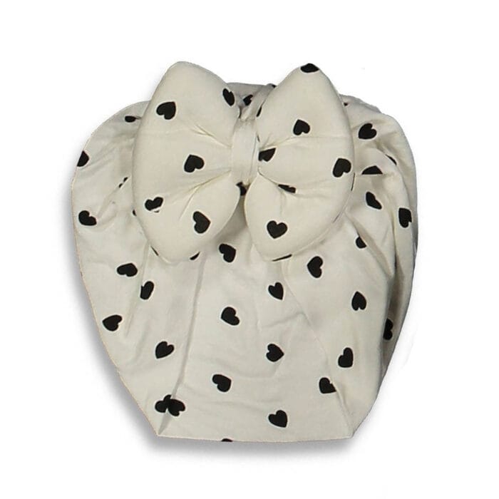 Βρεφικό Τουρμπάνι Με Καρδούλες Λευκό - Image 2