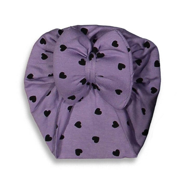 Βρεφικό Τουρμπάνι Με Καρδούλες Μωβ - Image 2