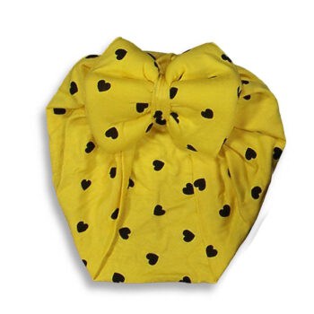 Βρεφικό Τουρμπάνι Με Καρδούλες Κίτρινο