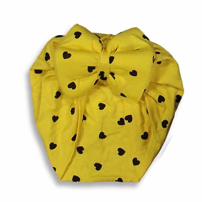 Βρεφικό Τουρμπάνι Με Καρδούλες Κίτρινο - Image 2