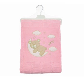 Βρεφική Κουβέρτα Πλεκτή Με Επένδυση Sweet Dreams Ροζ - Image 2