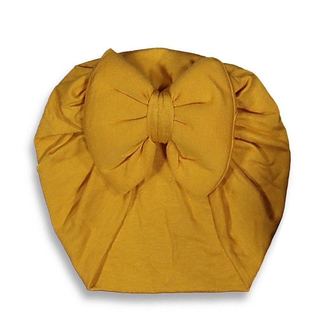 Βρεφικό Τουρμπάνι Με Φιόγκο Μουσταρδί