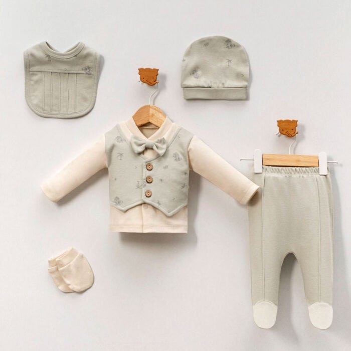 Βρεφικό Σετ Ρούχων 🐨 Πράσινο 5τεμ 100% Βαμβάκι - Image 2