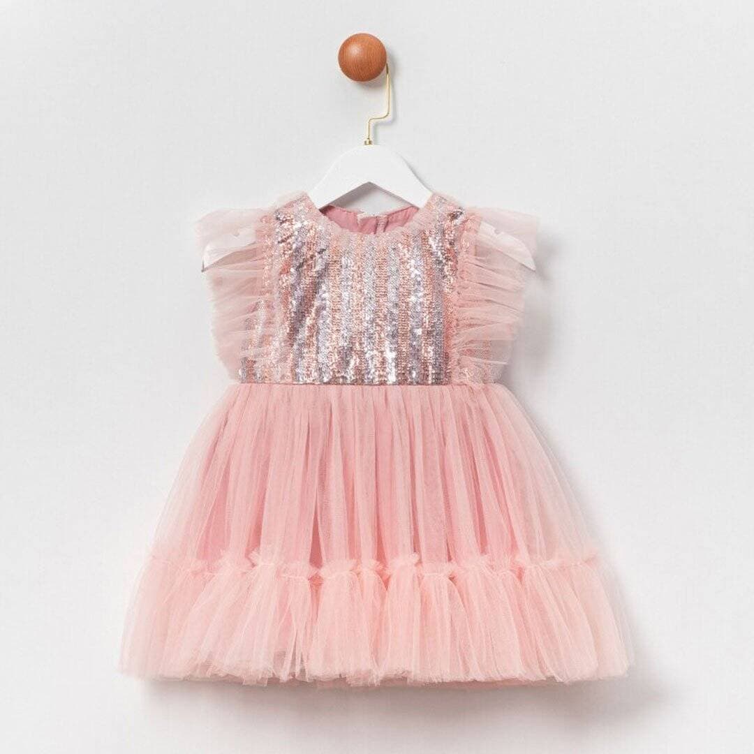 παιδικό φόρεμα τούλι με παγιέτα ροζ για κορίτσι με φούστα τούλι