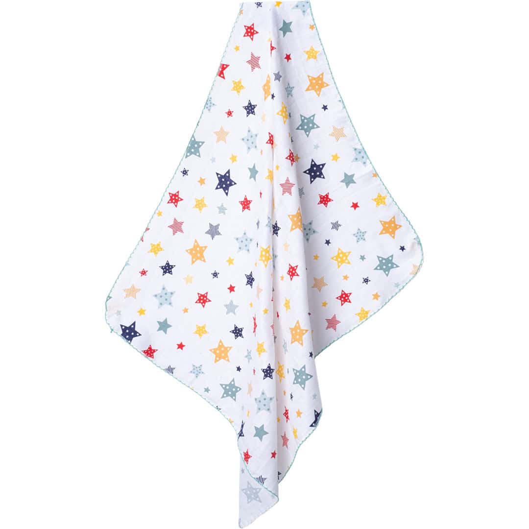 πάνα αγκαλιάς με αστεράκια βαμβακερή μουσελίνα