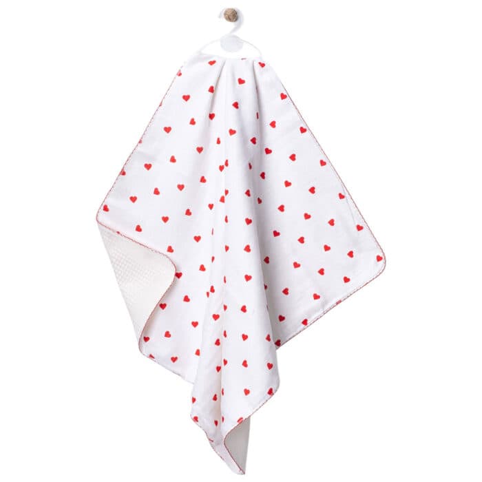 Πάνα Αγκαλιάς από Μουσελίνα Καρδούλες 70x80εκ. - Image 2